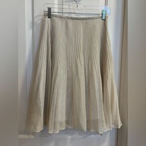 Talbots Petites Ivory Metallic Stripe A-Line Skirt Size 2P